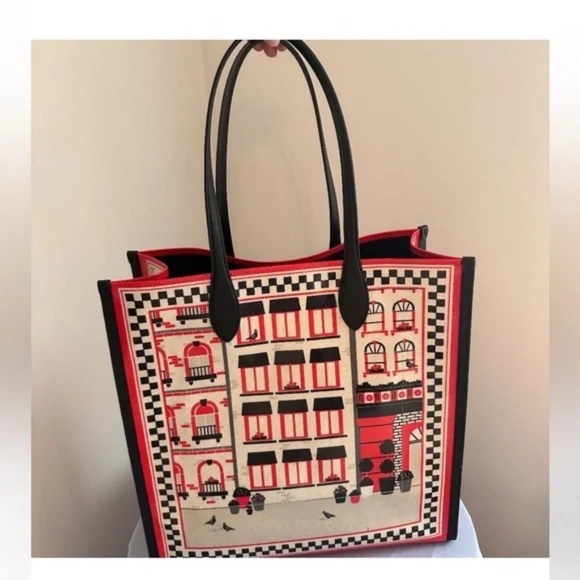 Kate Spade Slice Pizzeria Canvas Large Gotham Tote - Picture 8 of 10